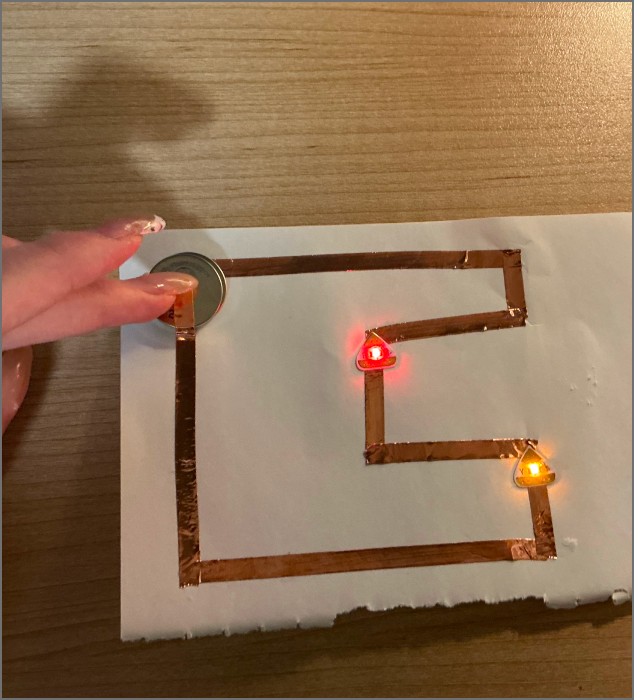 An LED circuit powered by pressing.