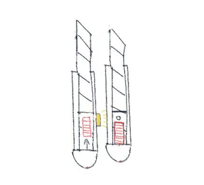 A sketch of the circuit structure for a utility knife.