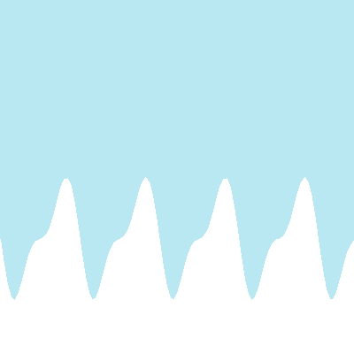 The image displays a white filled mountain wave rising and falling at the bottom of a cyan canvas, replacing the FFT rect() bars with a beginShape() polygon to visualise synthesised sound differently.
