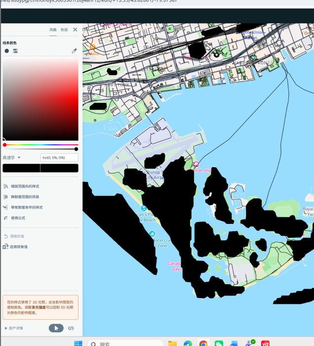 The image shows a color-coded geographic data map in Mapbox, illustrating regional distribution.