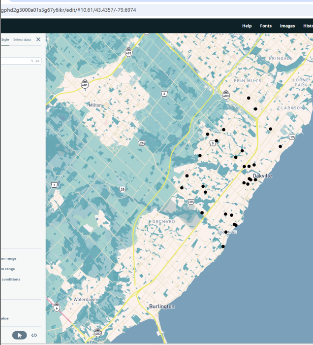 The image displays a map interface with data points in Mapbox, used for binary data visualization.