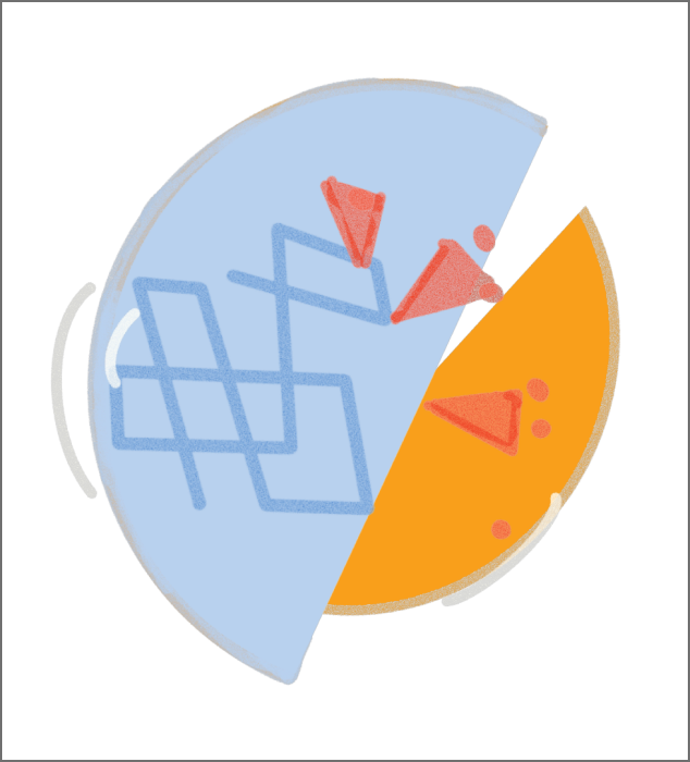 This is a further Braket-generated variant of the blue-orange Digital Data Portraits, code-driven.