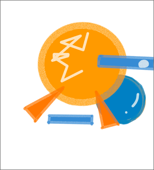 This is a orange-blue  Procreate sketch, serving as a creative prototype for Digital Data Portraits.