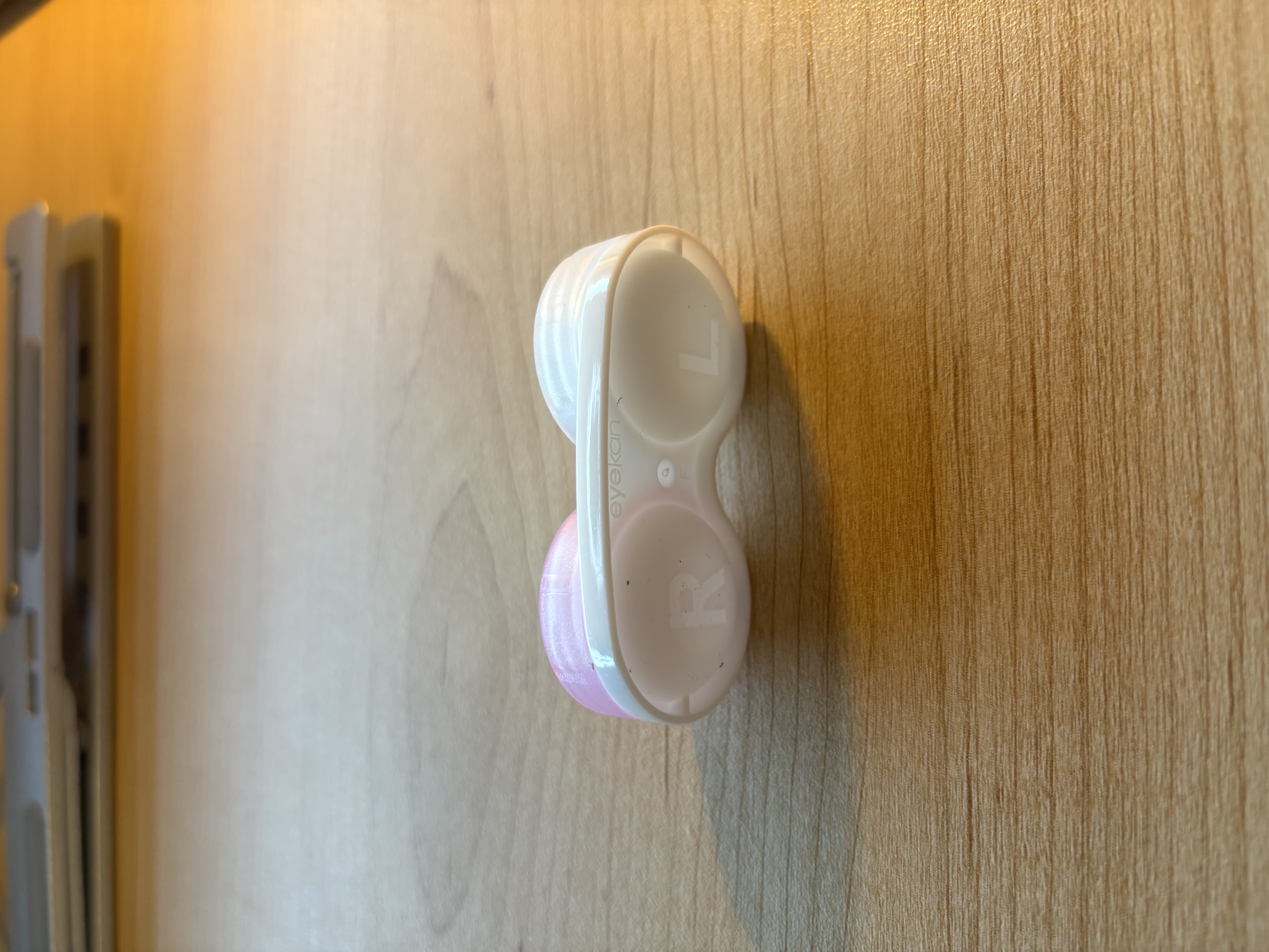 The bottom of my contact lens case.